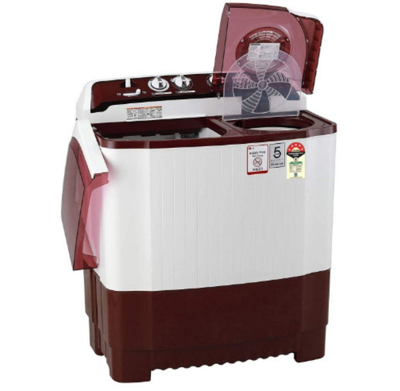 LG 8 Kg 5 Star Semi-Automatic Top Loading Washing Machine (P8030SRAZ, Burgundy, Collar Scrubber) buyyzo