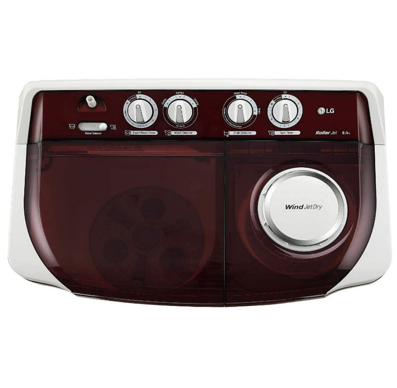 LG 8 Kg 5 Star Semi-Automatic Top Loading Washing Machine (P8030SRAZ, Burgundy, Collar Scrubber) buyyzo