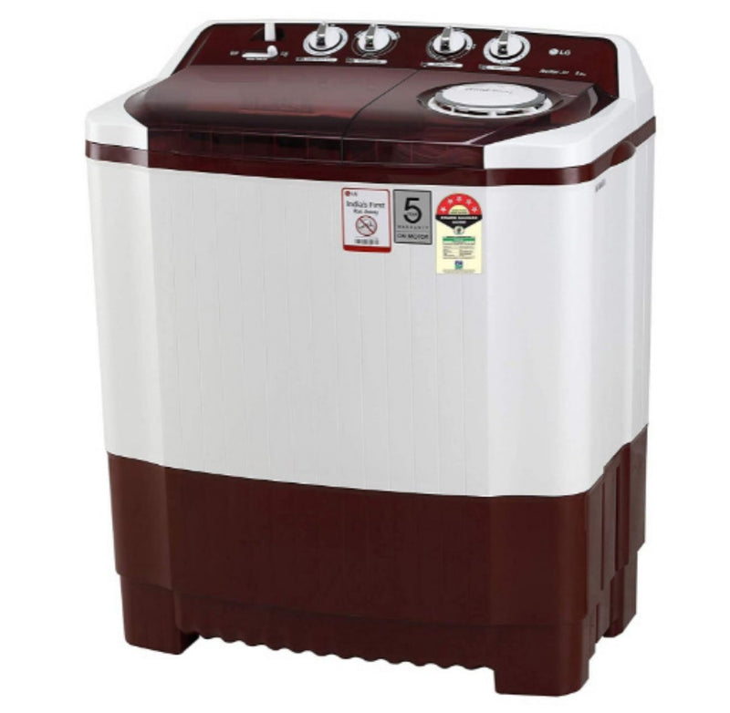 LG 8 Kg 5 Star Semi-Automatic Top Loading Washing Machine (P8030SRAZ, Burgundy, Collar Scrubber) buyyzo