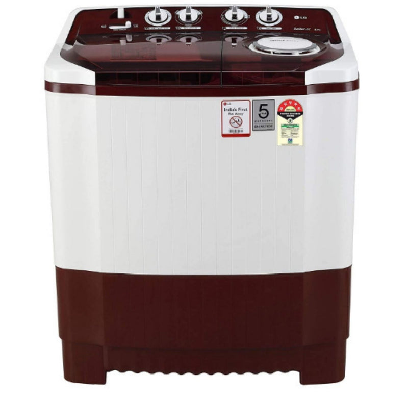 LG 8 Kg 5 Star Semi-Automatic Top Loading Washing Machine (P8030SRAZ, Burgundy, Collar Scrubber) buyyzo