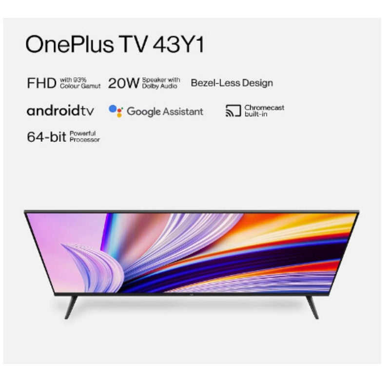 OnePlus 108 cm (43 inches) Y Series Full HD LED Smart Android TV 43Y1 (Black) (2020 Model) BUYYZO