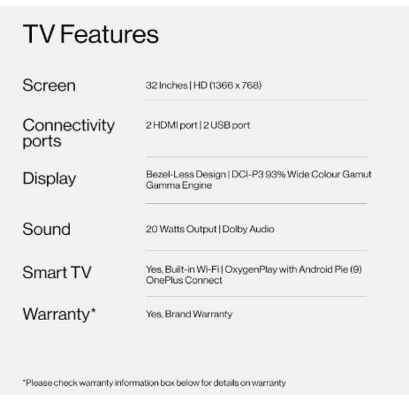 OnePlus 80 cm (32 inches) Y Series HD Ready LED Smart Android TV 32Y1 (Black) (2020 Model) buyyzo