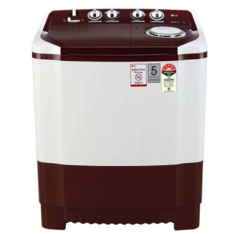 P7010RRAZ Wash 7Kg and Spin 5.5Kg, 5 Star, Rust Free Body, Roller Jet Pulsator, Wind Jet Dry, Color: Burgundy BUYYZO