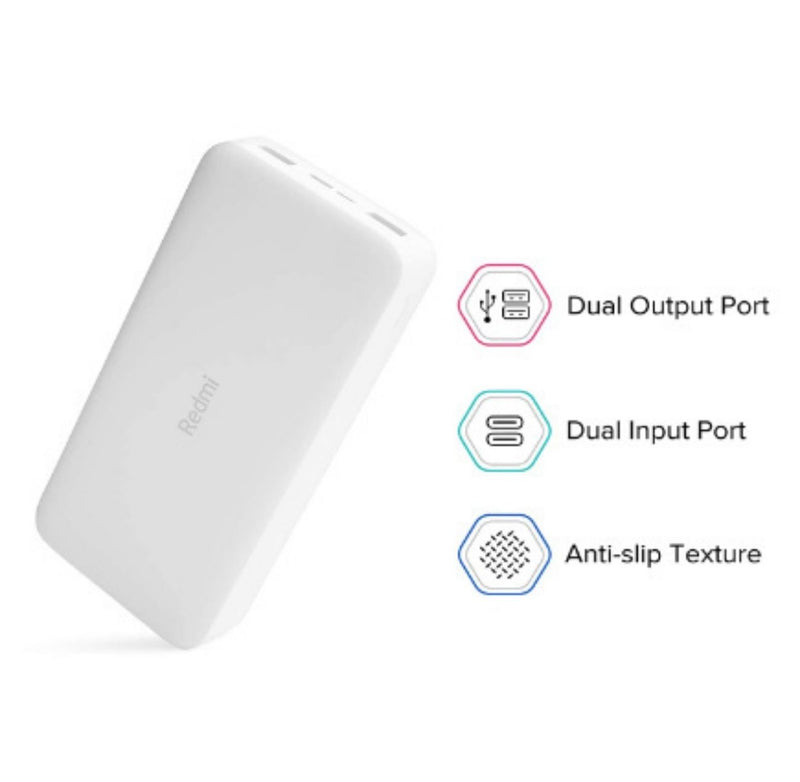 Redmi 20000mAh Li-Polymer Power Bank (White), USB Type C and Micro USB Ports | 18W Fast Charging buyyzo