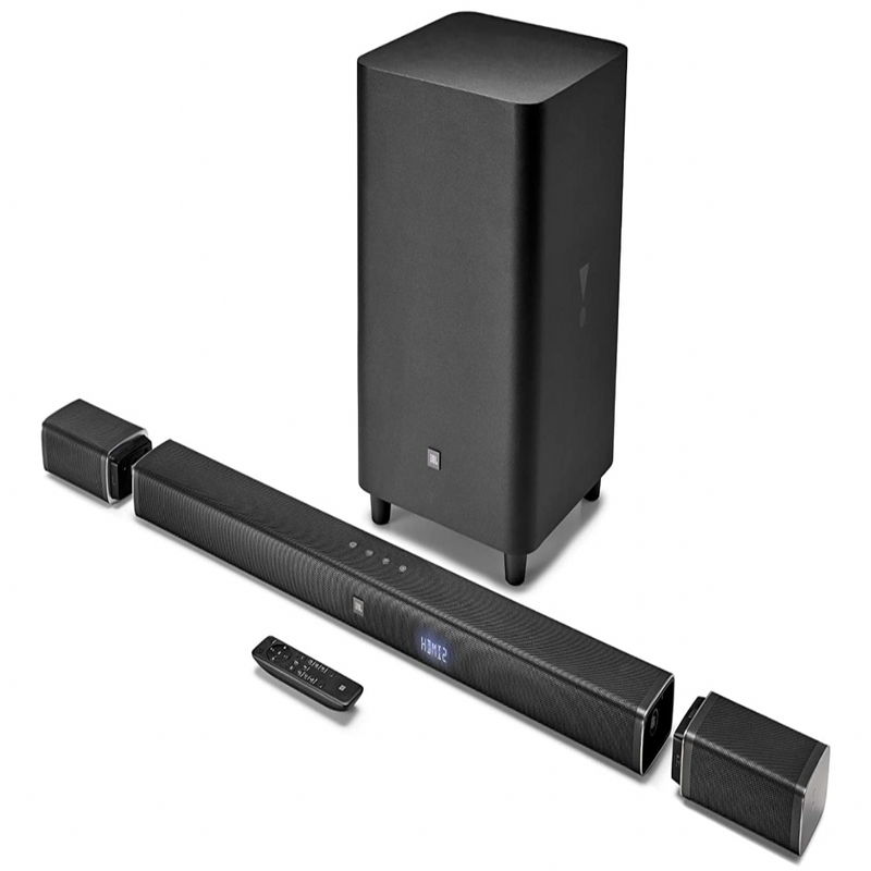 JBL Bar 5.1 by Harman Powerful 4K UHD Soundbar with Wireless Surround Speakers (510 Watts, 8 Woofers, Dolby Digital DTS, Red Dot Design Award Winner)