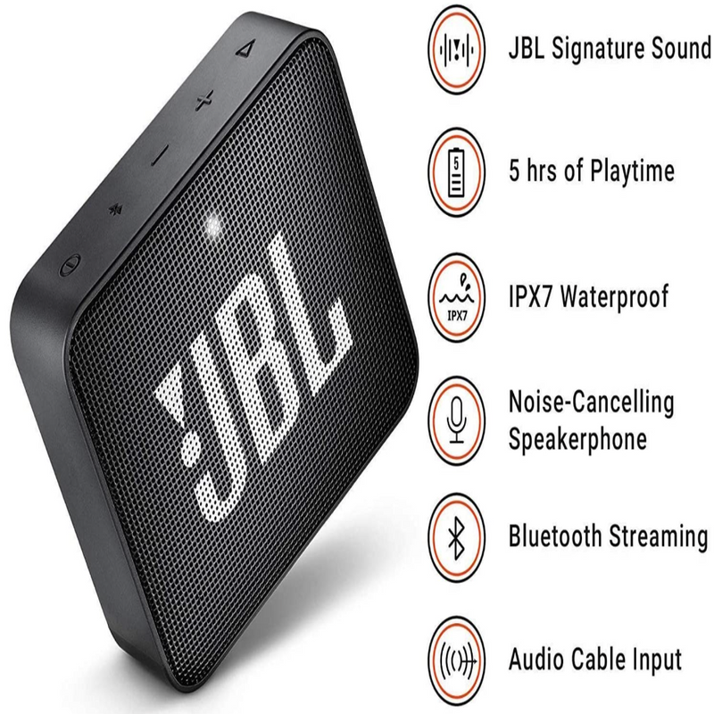 JBL GO 2 by Harman Portable Waterproof Bluetooth Speaker with mic (Black)