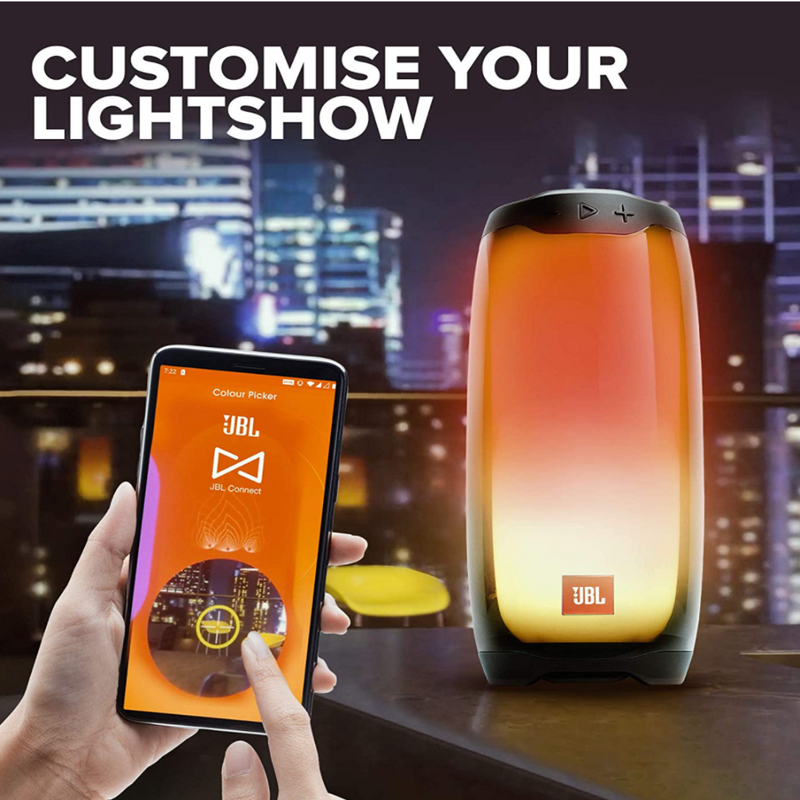 JBL Pulse 4 by Harman Portable Bluetooth Speaker with 360-Degree LED Lightshow,12Hours Playtime, PartyBoost & IPX7 Waterproof (Black)