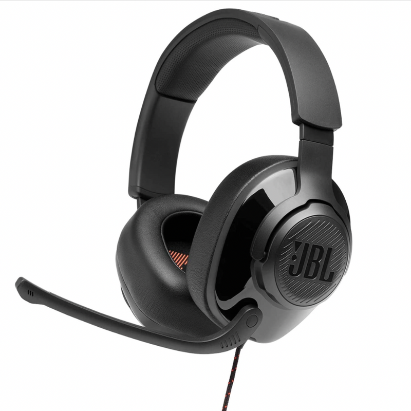 JBL Quantum 300 by Harman Hybrid Wired Over-Ear Gaming Headset with QuantumSurround & Flip-up Mic (Black)