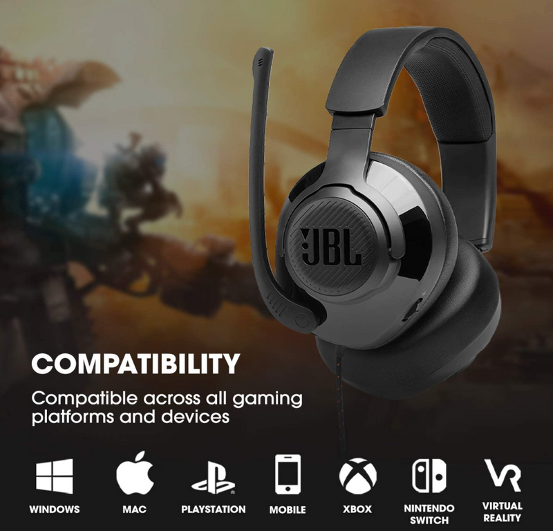 JBL Quantum 200 by Harman Wired Over-Ear Gaming Headset with Flip-up Mic & Discord Certified (Black)