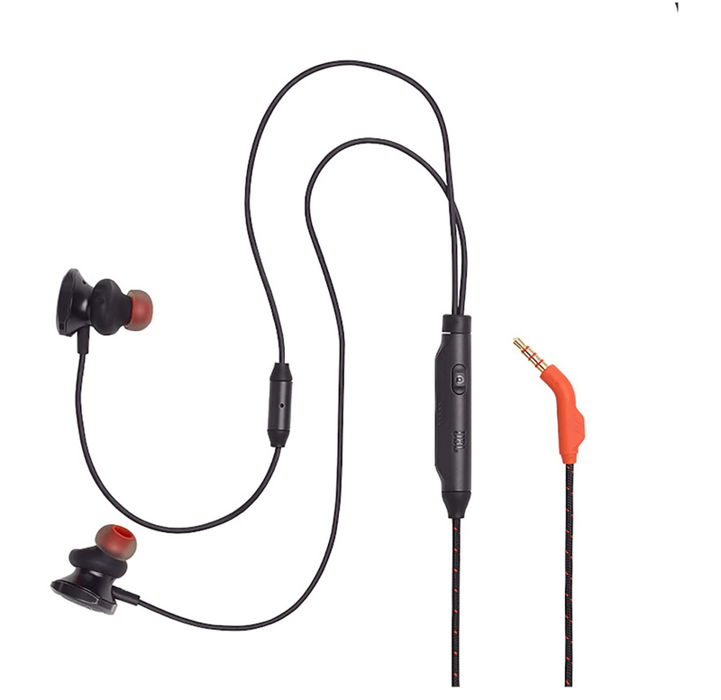 JBL Quantum 50 by Harman Wired in-Ear Gaming Headphone with Twistlock Technology, Inline Voice Focus Microphone and Master Volume Slider (Black)