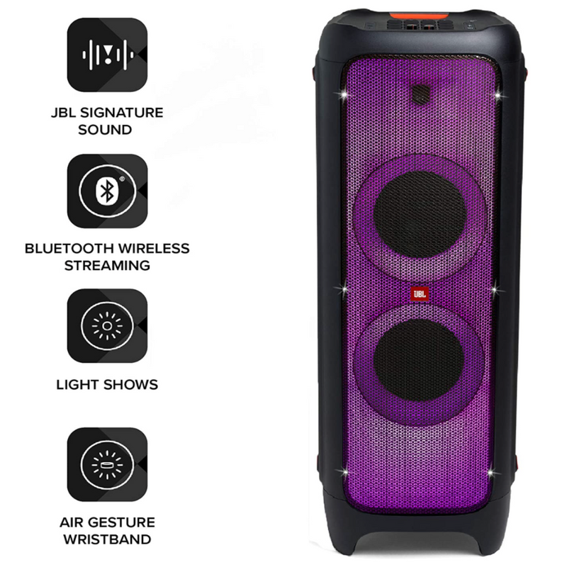 JBL PartyBox 1000 by Harman Powerful Bluetooth Party Speaker with DJ Launchpad, Full Panel Light Effects & Air Gesture Wristband (1100Watt, Black)