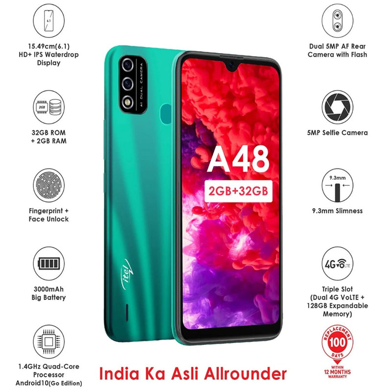 itel A48 (Gradation Purple, 2GB RAM, 32GB Storage)