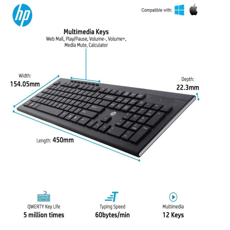 HP USB Wireless/Cordless Spill Resistance Keyboard and Mouse Combo (4SC12PA)