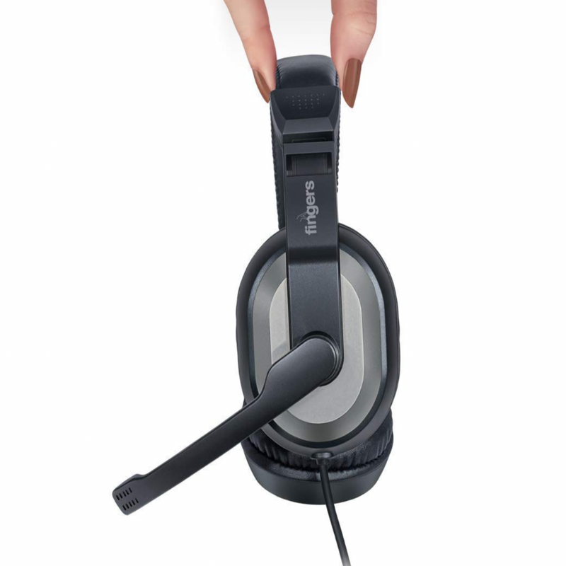 Fingers F-10 Wired Gaming Headset  (Black, Slate Grey, On the Ear)