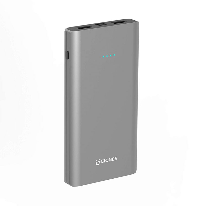 Gionee 10000mAh Li-Polymer Slim Design Power Bank with Power Indicators and 2 Output Ports (Fast Charging, 12W) PB10K2 (Metallic Blue)