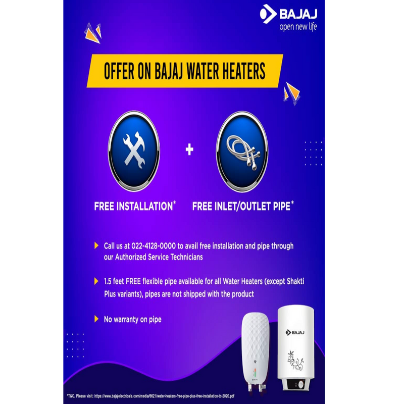 Bajaj Caldia Storage 10 Litre Vertical Water Heater (White)