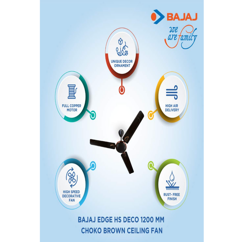 Bajaj Edge HS Deco 1200 mm Ceiling Fan (Choko Brown)