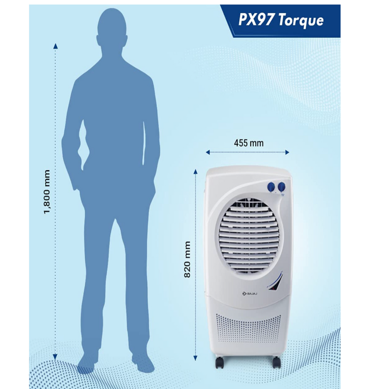 Bajaj Platini PX97 Torque 36-Litres Personal Air Cooler (White)- for Medium Room