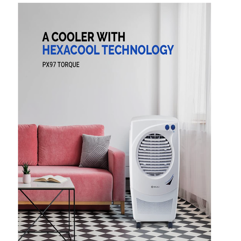 Bajaj Platini PX97 Torque 36-Litres Personal Air Cooler (White)- for Medium Room