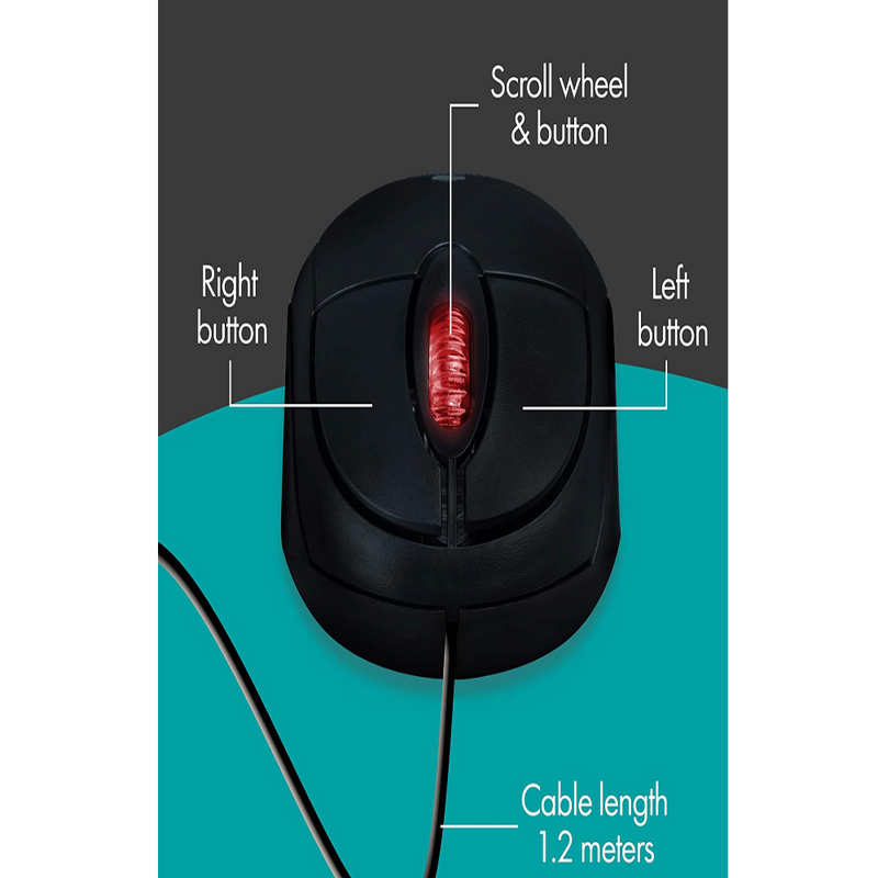 Zebronics Zeb-Rise Wired USB Optical Mouse with 3 Buttons (Black)