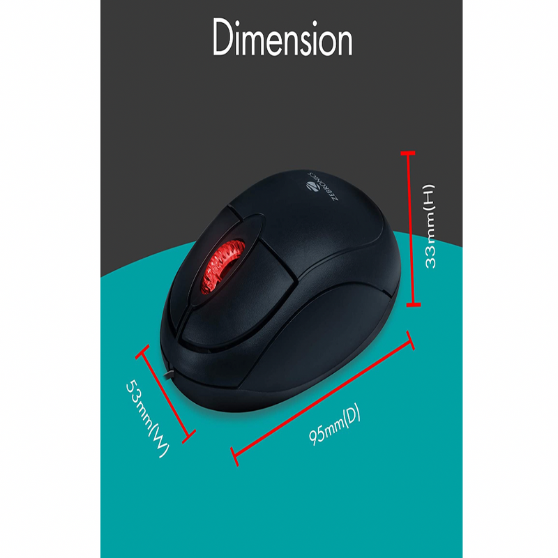 Zebronics Zeb-Rise Wired USB Optical Mouse with 3 Buttons (Black)