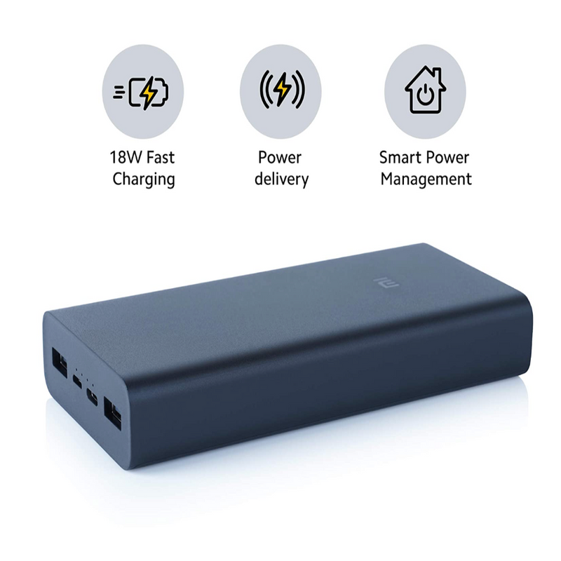 Mi Power Bank 3i 20000mAh (Sandstone Black) Triple Output and Dual Input Port | 18W Fast Charging |