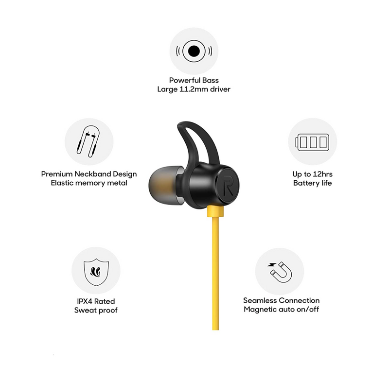 Realme Buds Wireless Bluetooth Headset  (Yellow, In the Ear)