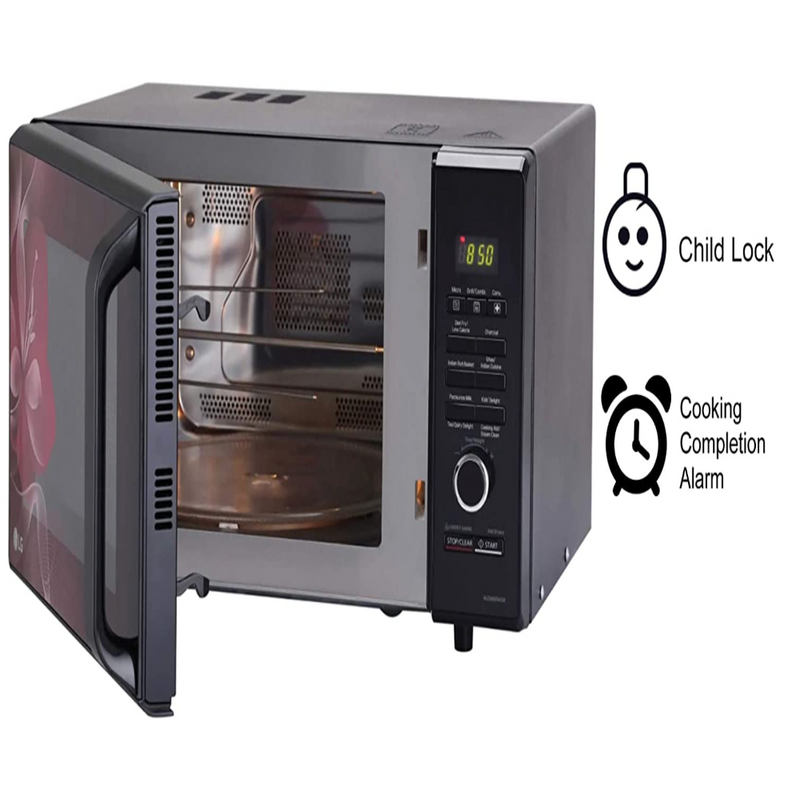 LG 28 L Charcoal Convection Microwave Oven (MJ2886BWUM, Floral, Diet Fry, With Starter Kit)