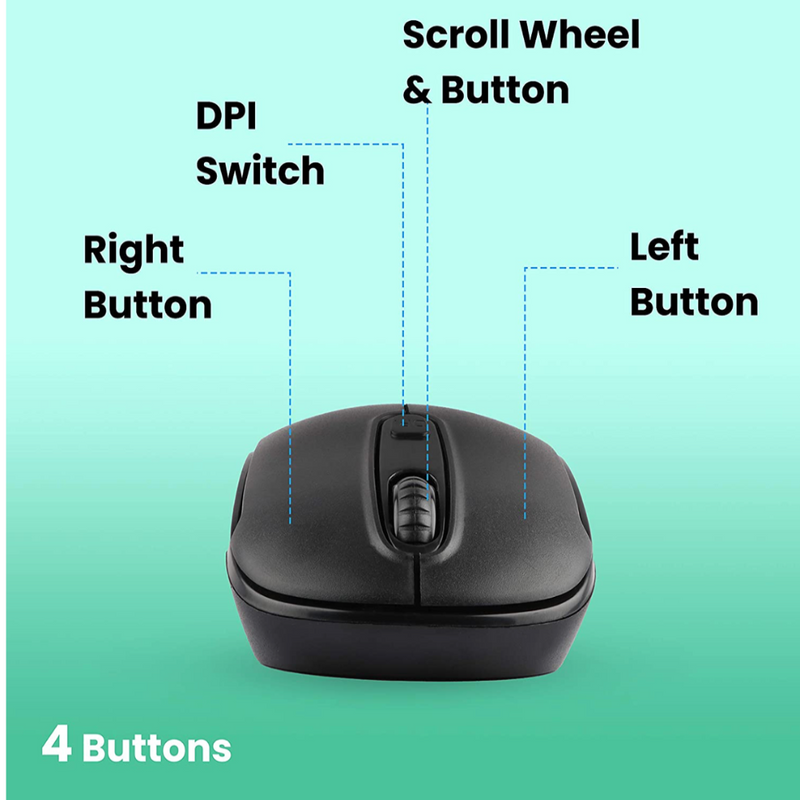 ZEBRONICS Zeb-Dash Plus 2.4 GHz Wireless Mouse with USB Nano Receiver black