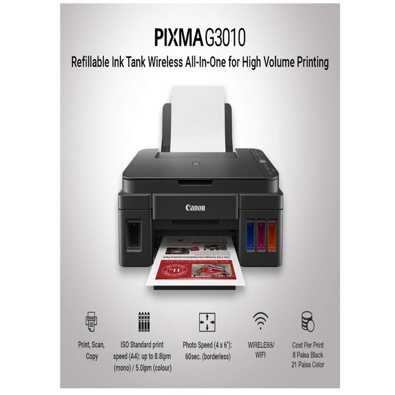 Canon Pixma G3010 All-in-One Wireless Ink Tank Colour Printer WITH INK COMBO