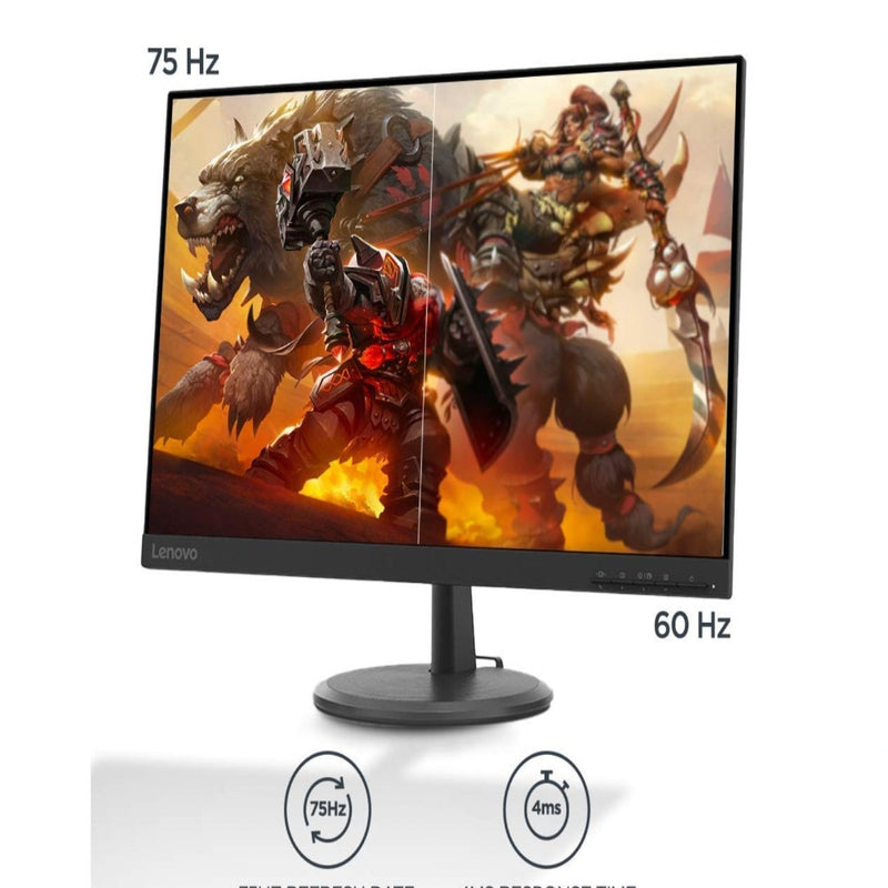 Lenovo D24-20 23.8" Work+Play Near Edgeless Monitor 1920x1080 FHD VA Panel 178° Angle,LEDbacklit,75Hz 4ms Response, AMD FreeSync, 1HDMI, 1VGA Port, AudioOut, VESA Mount