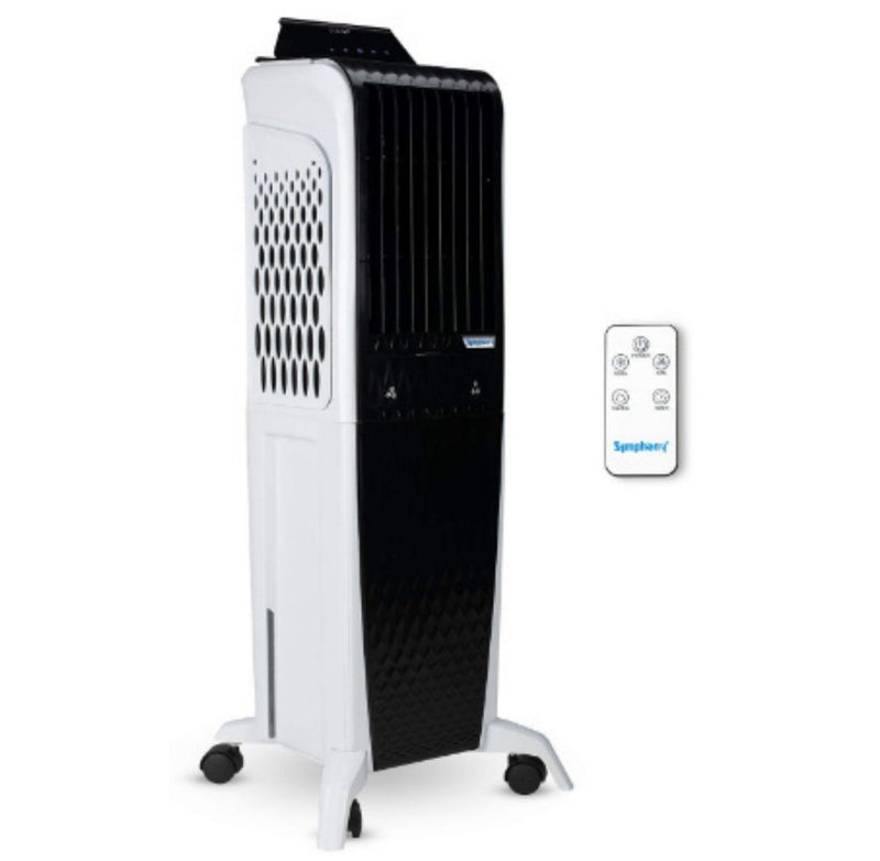 Symphony Diet 3D 40i Tower Air Cooler 40-litres with Magnetic Remote, 3-Side Cooling Pads, Pop-up Touchscreen (Black & White) CASHBACK 39Rs buyyzo