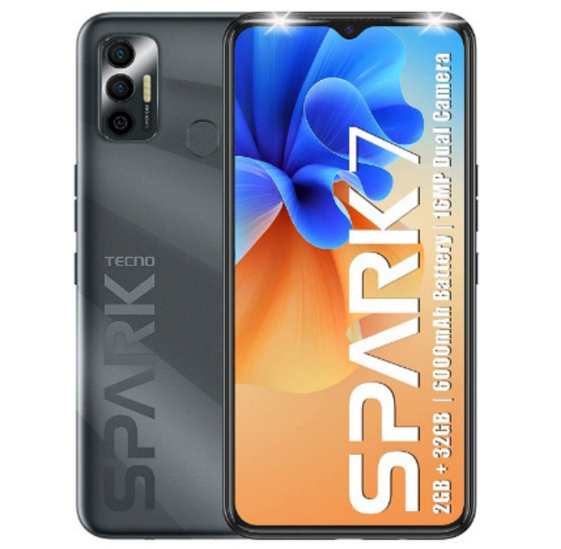 Tecno Spark 7 (Magnet Black, 3GB RAM, 64 GB Storage) - 6000mAh Battery|16 MP Dual Camera| 6.52” Dot Notch Display buyyzo