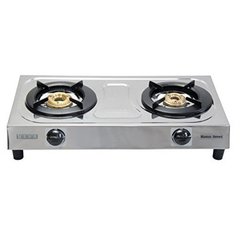 USHA Maxus Gs2 001 Stainless Steel Brass 2 Burners Cooktop buyyzo