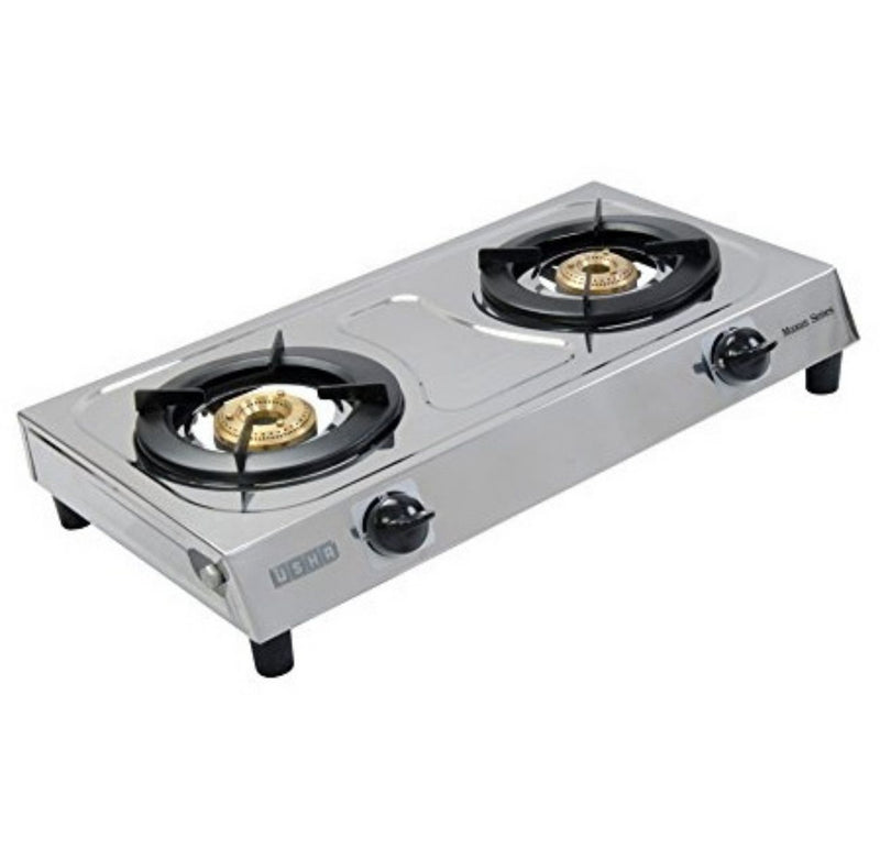 USHA Maxus Gs2 001 Stainless Steel Brass 2 Burners Cooktop buyyzo