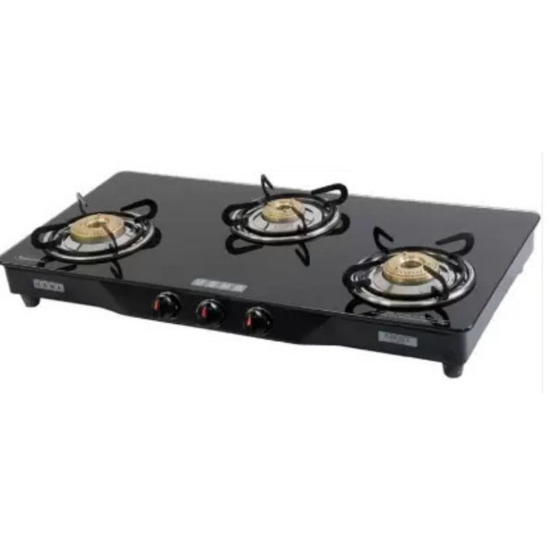 USHA Ebony GS3 001 Glass Manual Gas Stove  (3 Burners) buyyzo