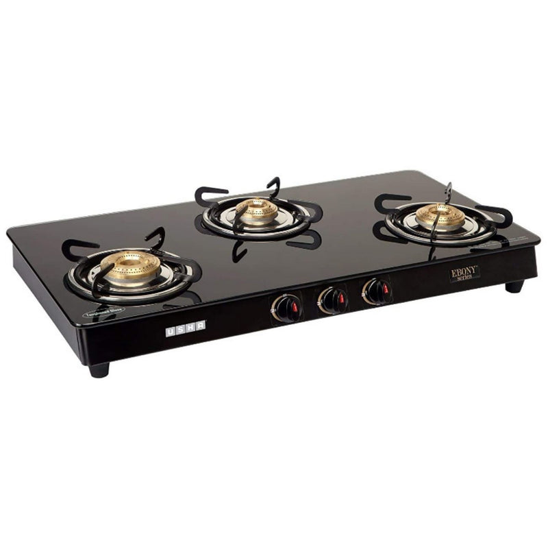 Usha Gas Stove Ebony GS2 001 Premium Quality 2 Burner Shatterproof Gas Stove BUYYZO