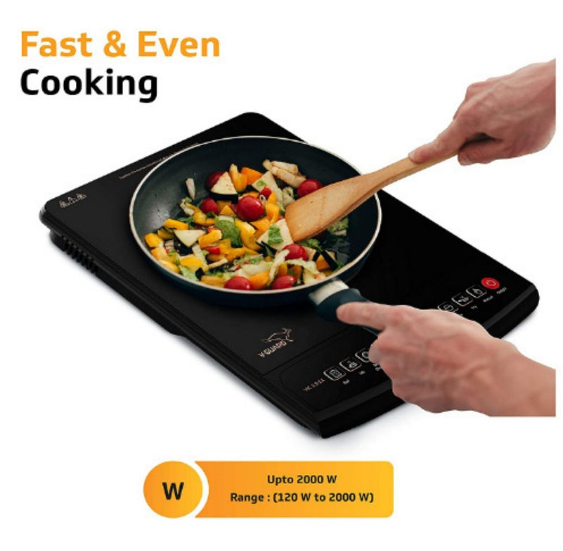 V-Guard VIC 2.0 EX 2000 W Induction Cooktop with Push Button Controls (2000 W, Copper Pattern) buyyzo