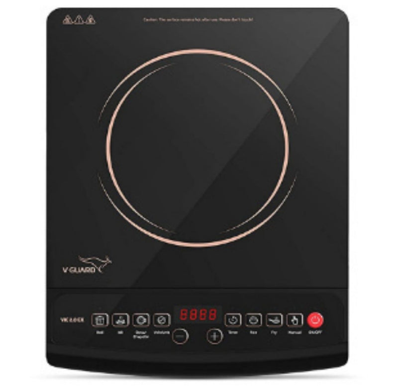 V-Guard VIC 2.0 EX 2000 W Induction Cooktop with Push Button Controls (2000 W, Copper Pattern) buyyzo