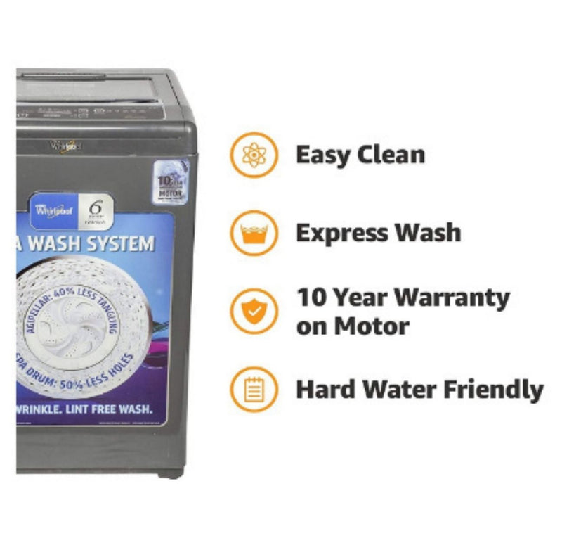 Whirlpool 6.5 kg Fully-Automatic Top Loading Washing Machine (WHITEMAGIC PREMIER 6.5 SD, Grey, Hard Water Wash) buyyzo