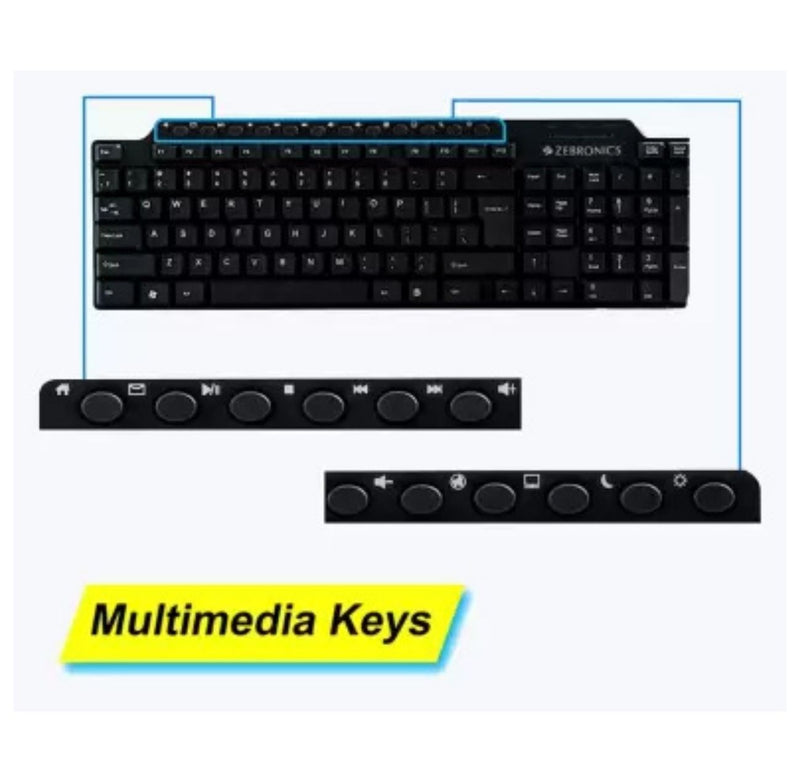 ZEBRONICS KM-2100 Wired USB Desktop Keyboard  (Black) buyyzo