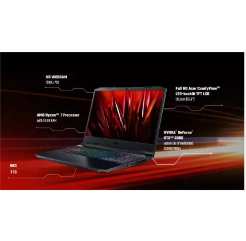 acer Nitro 5 Ryzen 7 Octa Core - (16 GB/1 TB HDD/256 GB SSD/Windows 10 Home/6 GB Graphics/NVIDIA GeForce RTX 3060/144 Hz) AN515-45/ AN515-45-R2GL Gaming Laptop  (15.6 inch, Black, 2.4 kg) buyyzo