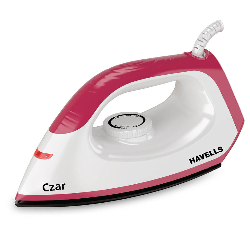 Havells CZAR DRY IRON 1000 W, Non Stick Coated (Ruby & White)