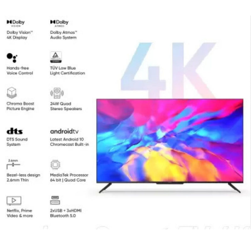 realme 108 cm (43 inch) Ultra HD (4K) LED Smart Android TV with Handsfree Voice Search and Dolby Vision & Atmos  (RMV2004) buyyzo