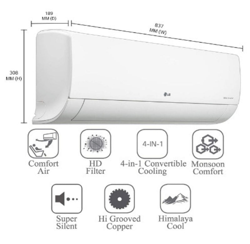 LG 1.5 Ton 3 Star Inverter Split AC (Copper, LS-Q18JNXA, White buyyzo