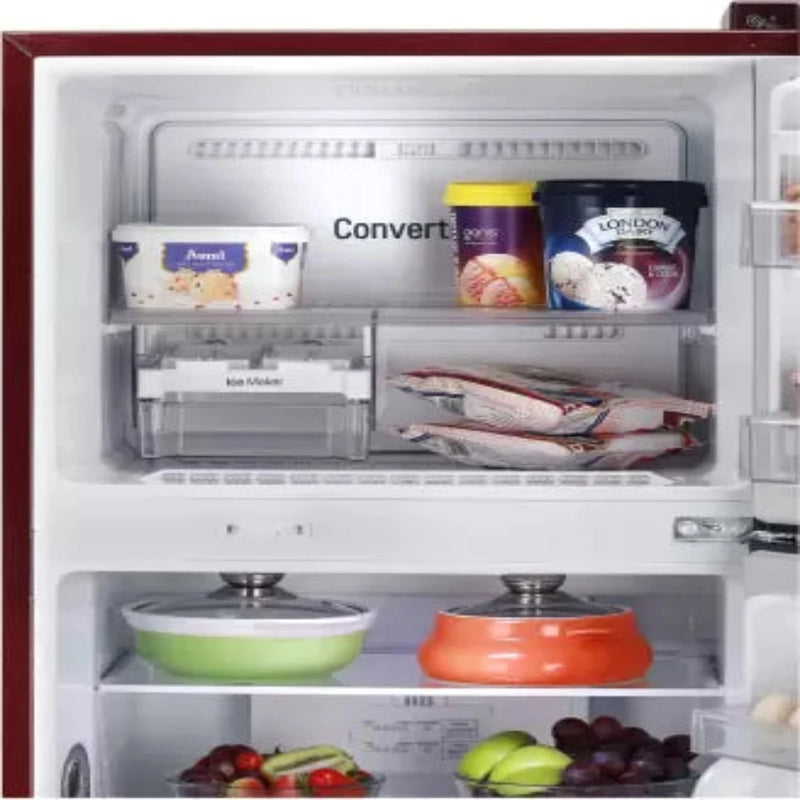 LG 260 L 2 Star Inverter Frost-Free Double Door Refrigerator (GL-S292DSDY, Scarlet Dazzle, Convertible)