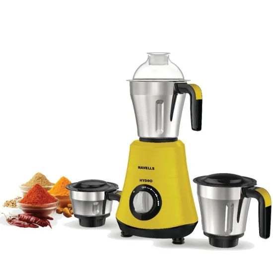 HAVELLS HYDRO MIXER GRINDER 750 Mixer Grinder (3 Jars, Yellow)