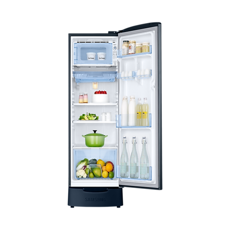 Samsung 192 L 2 Star Direct Cool Single Door Refrigerator (RR20A281BU8/NL, SAFFRON BLUE, Base stand drawer)