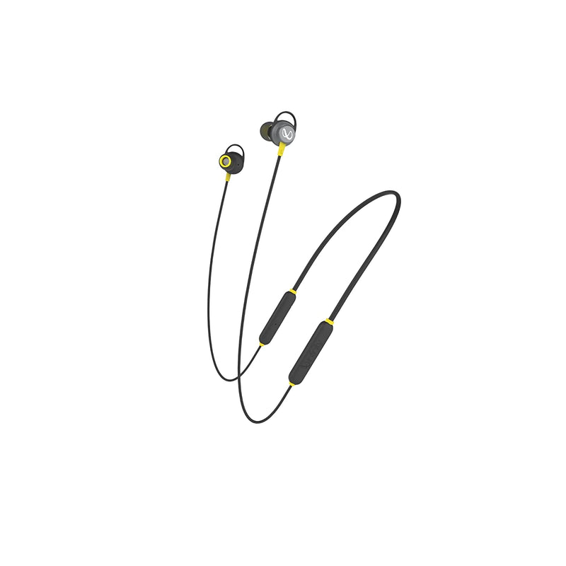 Infinity (JBL) Glide 120, in Ear Wireless Earphones with Mic, Deep Bass, Dual Equalizer, 12mm Drivers, Premium Metal Earbuds, Comfortable Flex Neckband, Bluetooth 5.0, IPX5 Sweatproof (Black&Yellow)