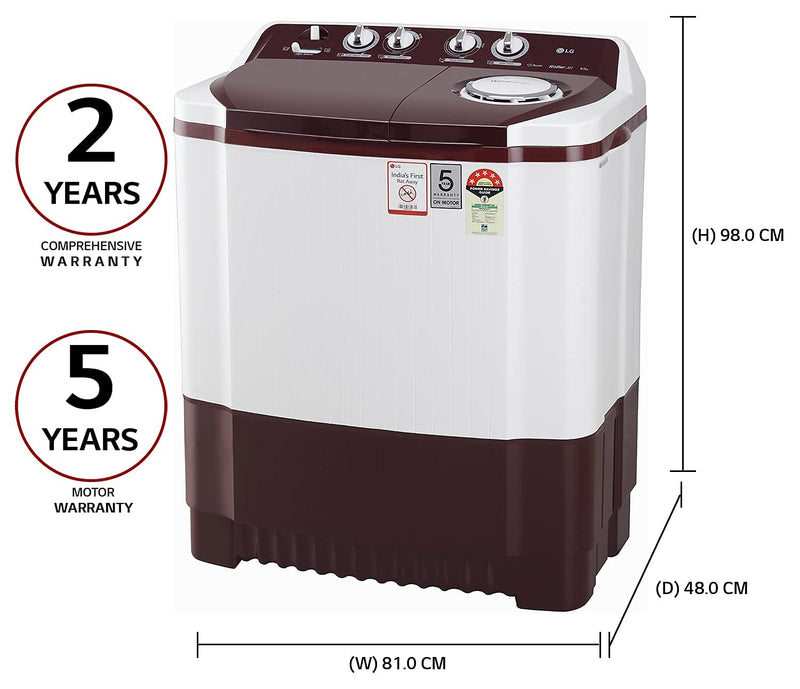 LG P8035SRAZ 8 kg Semi Automatic Washing Machine, White